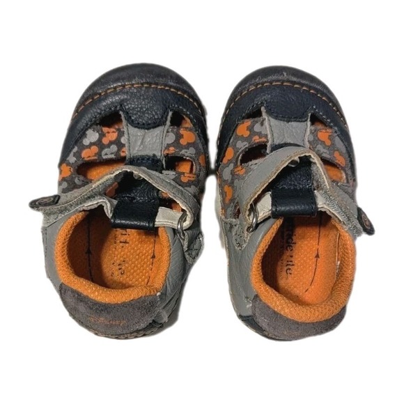 Stride Rite Disney Boys SRT Sm Mickey Mouse Ears Shoes Gray Orange Blue Size 3.5 - Picture 6 of 9